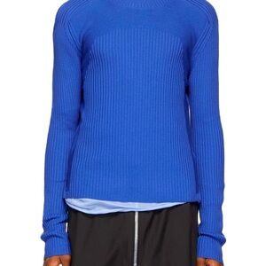 Rick Owens Blue cropped biker sweater